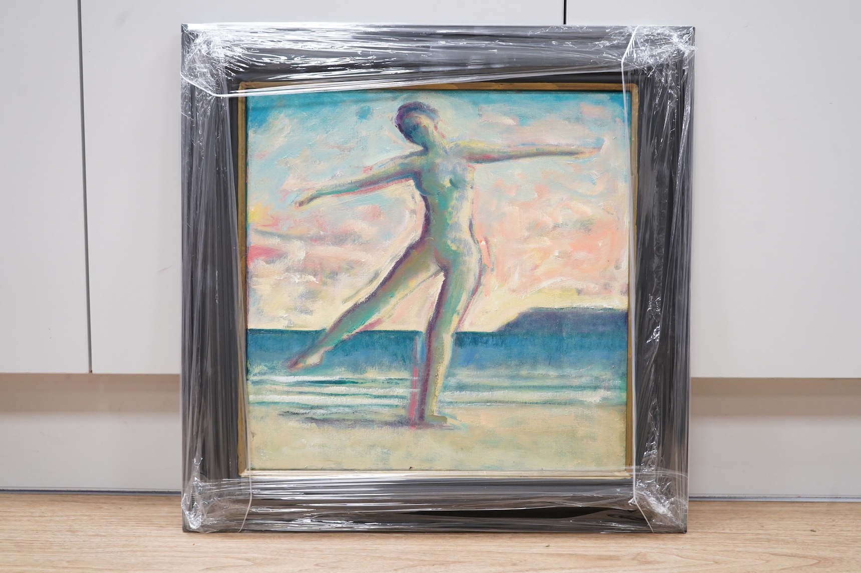 Robin Holtom (b.1944), 'Morning, Fairlight Beach', monogrammed and inscribed verso, oil on canvas, 39 x 39cm